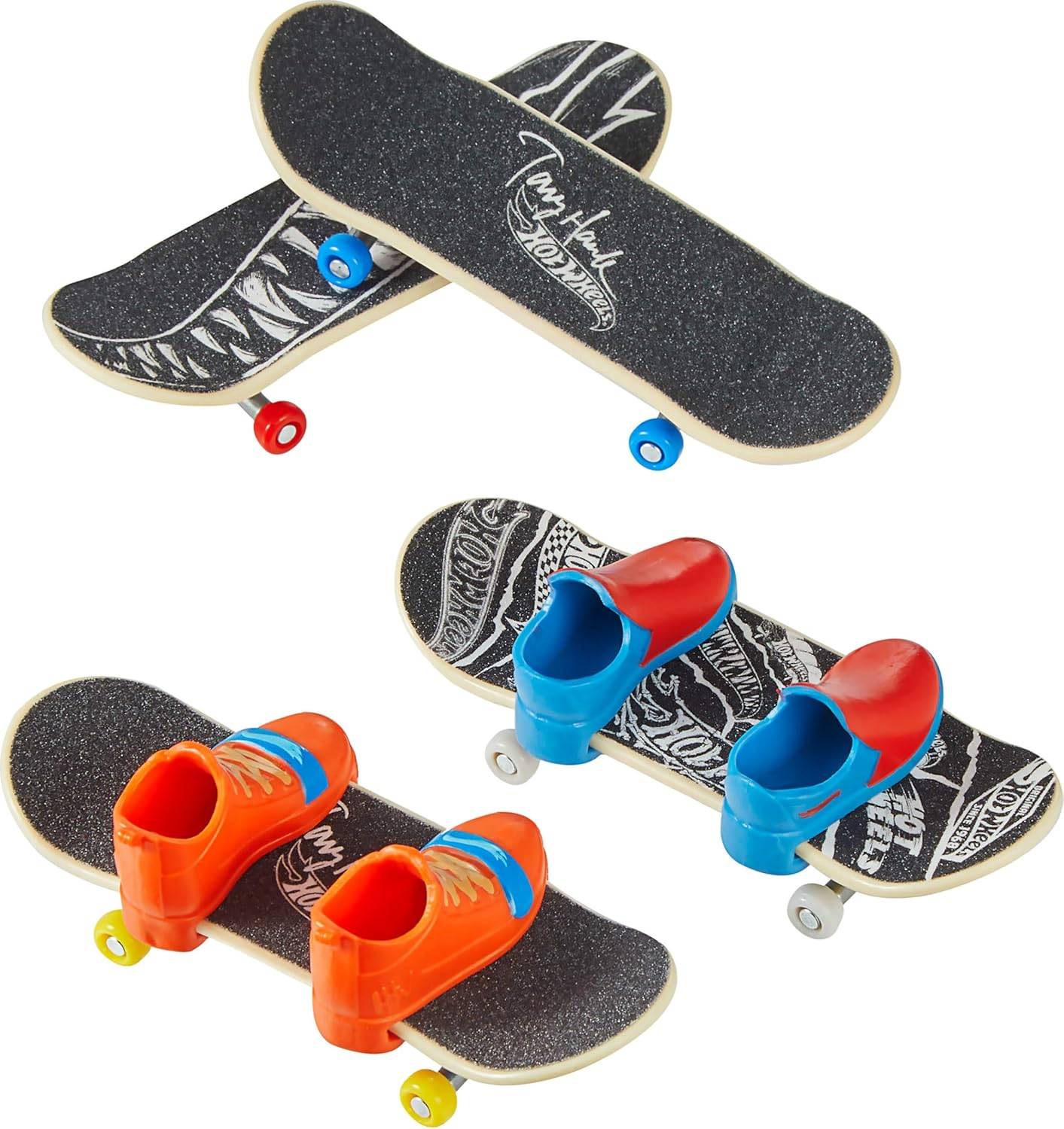 Hot Wheels Skate Tony Hawk Griffbrett Boards 4er Pack + Skaterschuhe exklusiv 5+