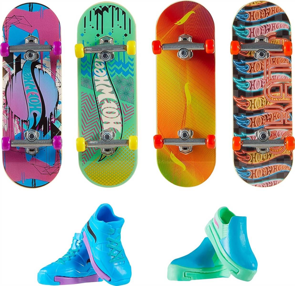 Hot Wheels Skate Tony Hawk Griffbrett Boards + Skaterschuhe 4er Pack exklusiv 5+