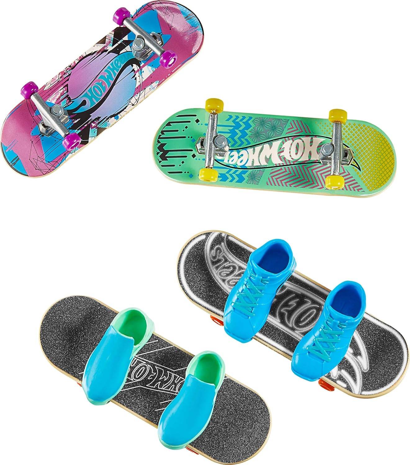 Hot Wheels Skate Tony Hawk Griffbrett Boards + Skaterschuhe 4er Pack exklusiv 5+