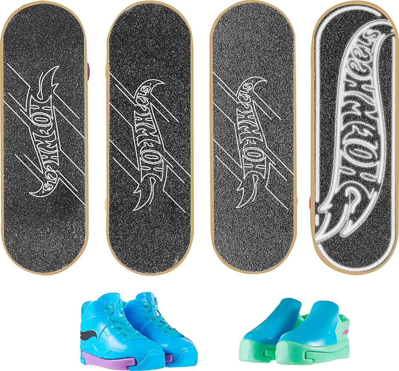 Hot Wheels Skate Tony Hawk Griffbrett Boards + Skaterschuhe 4er Pack exklusiv 5+