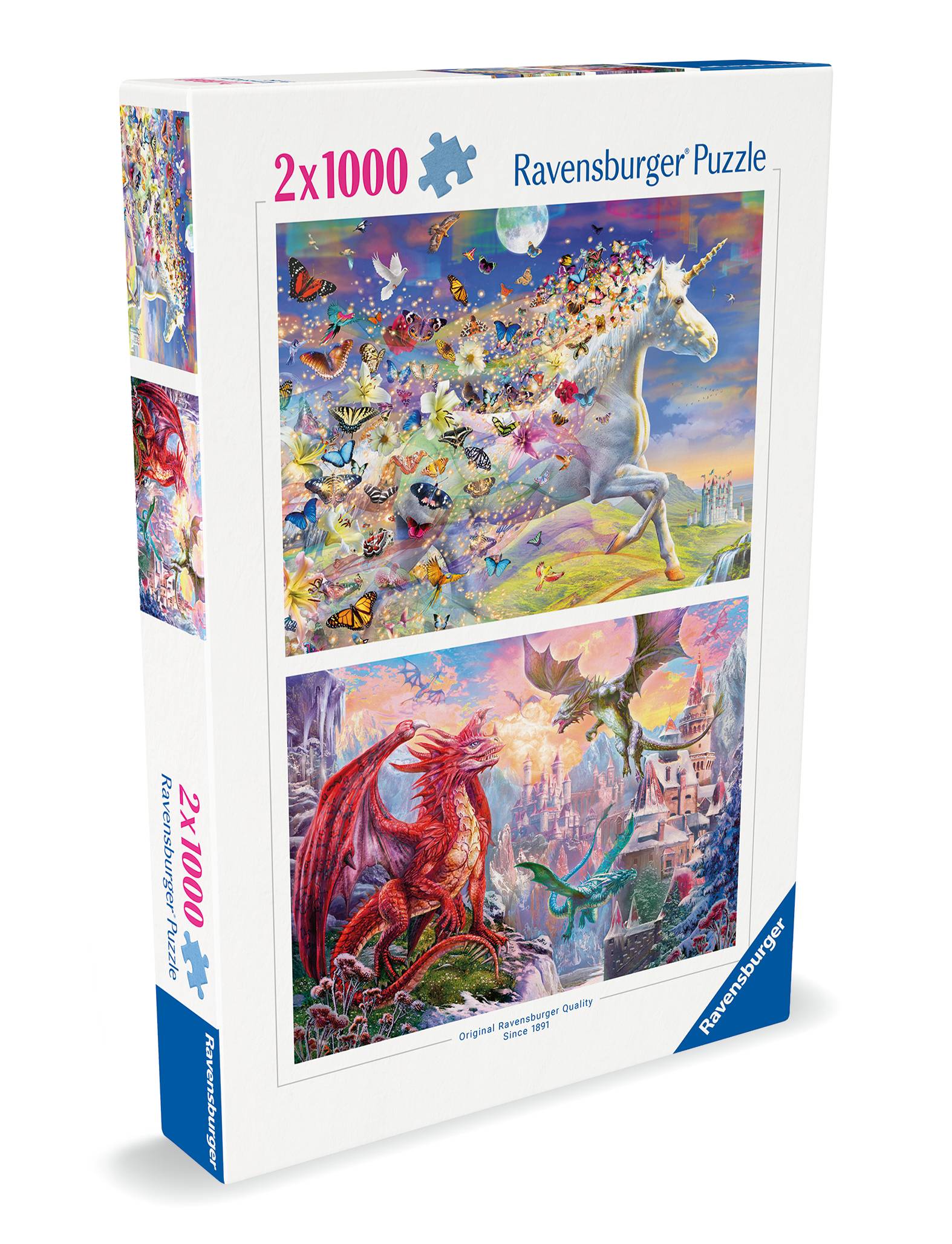 Ravensburger, Einhorn und Drachen, 2x 1000 Teile Puzzle