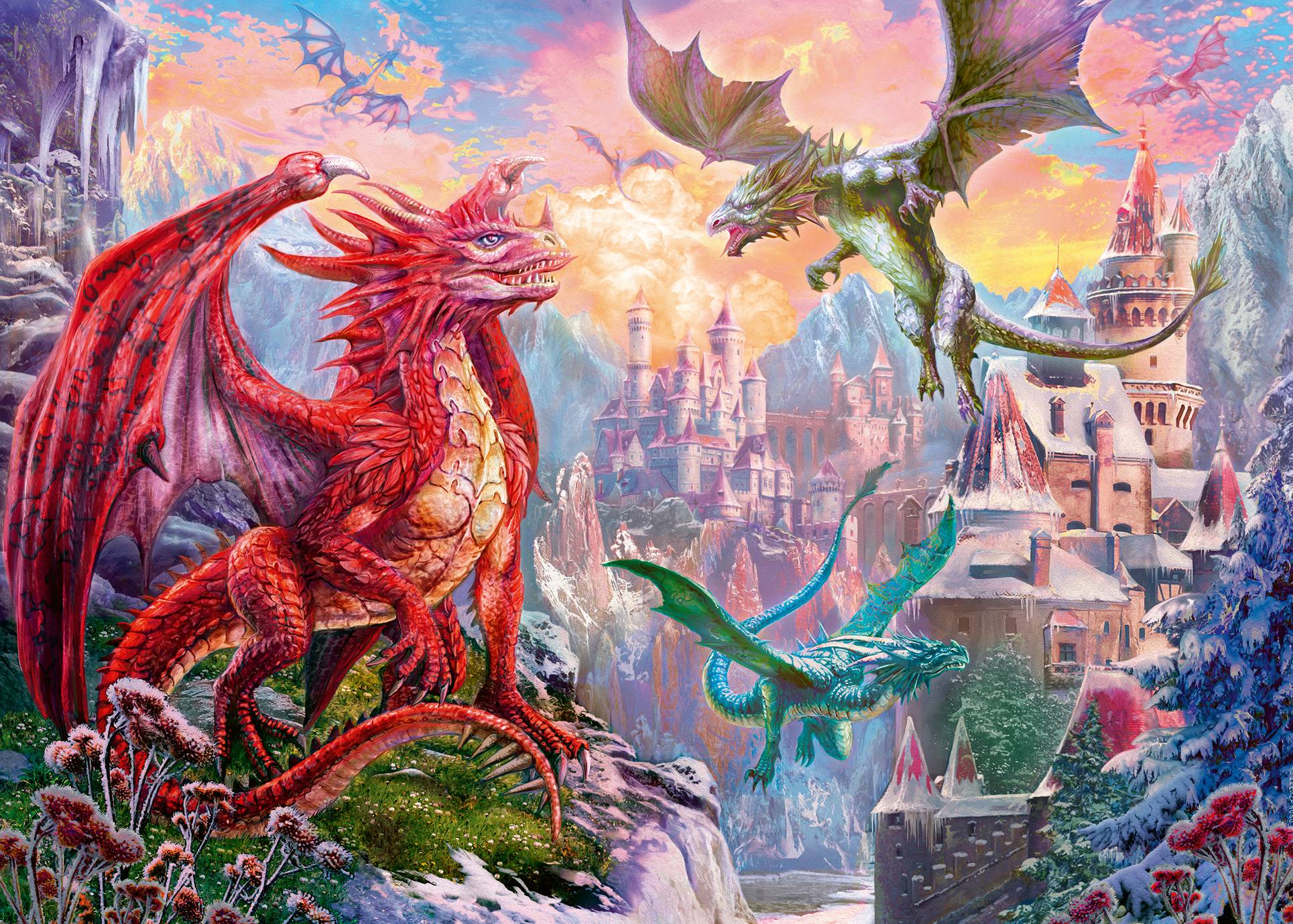 Ravensburger, Einhorn und Drachen, 2x 1000 Teile Puzzle