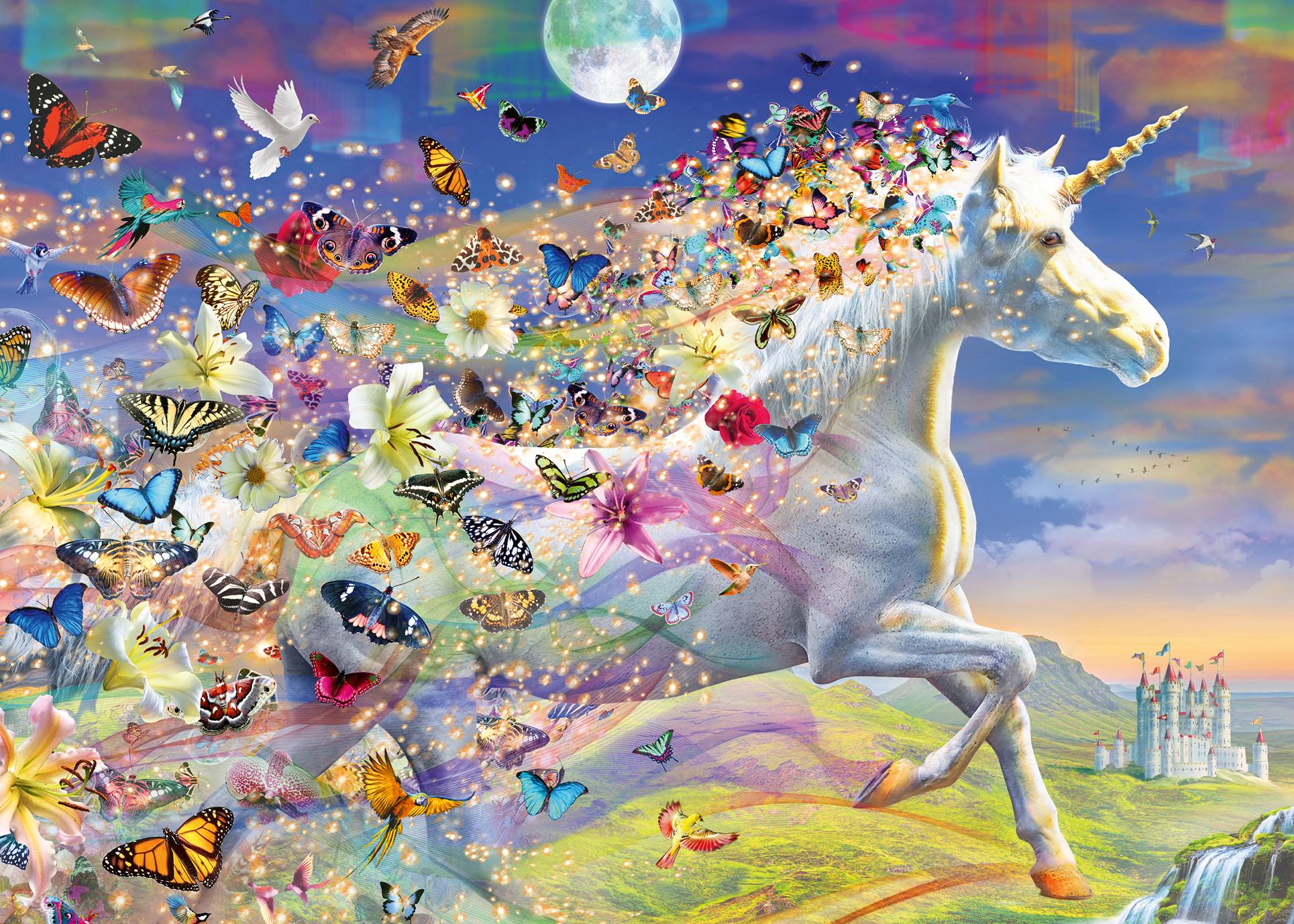 Ravensburger, Einhorn und Drachen, 2x 1000 Teile Puzzle