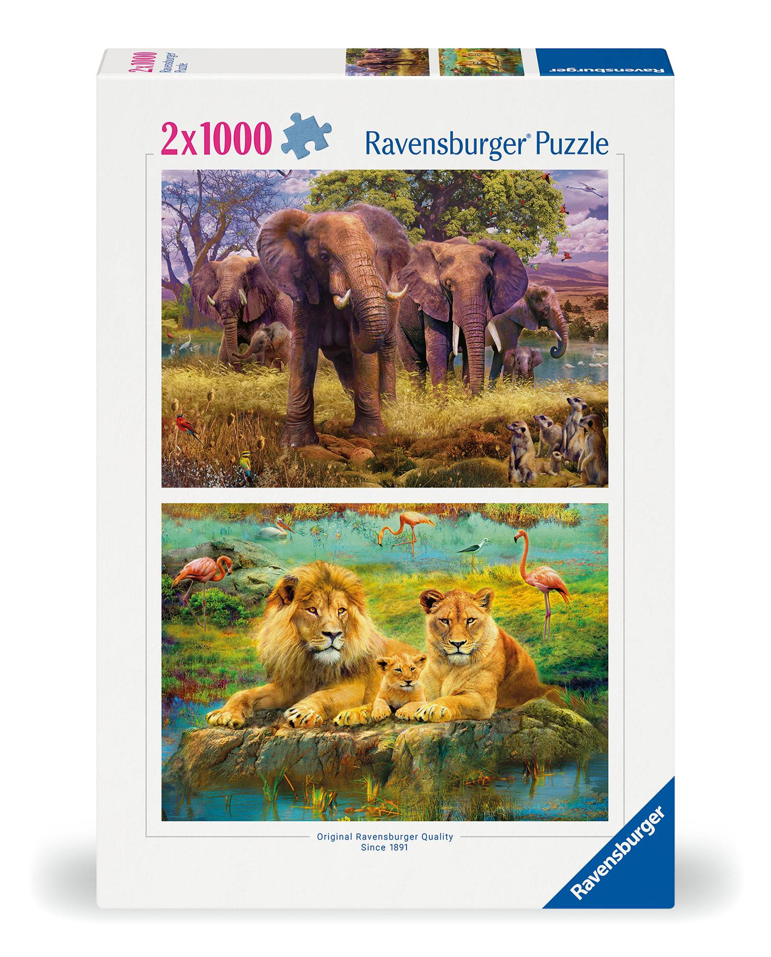 Ravensburger, Afrikanische Tiere, 2x 1000 Teile Puzzle