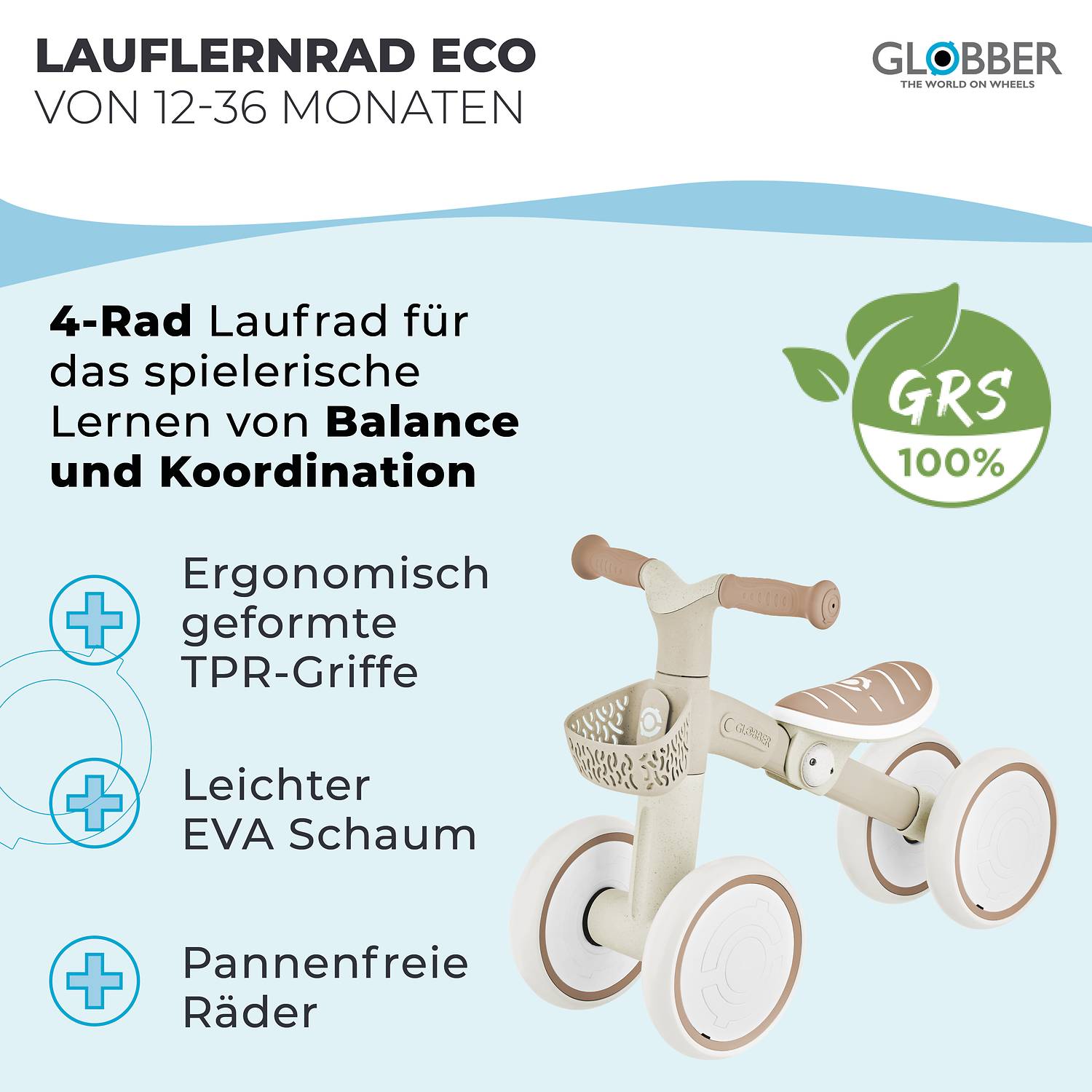 GLOBBER LEARNING BIKE ECO taupe