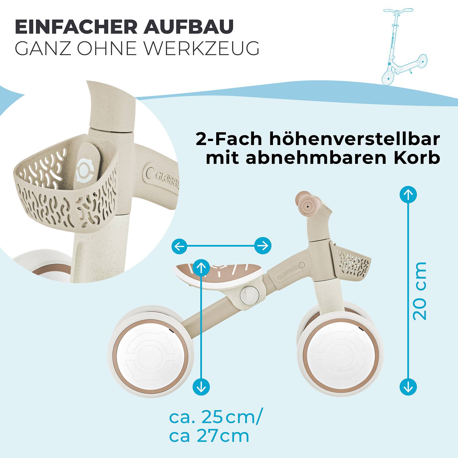 GLOBBER LEARNING BIKE ECO taupe