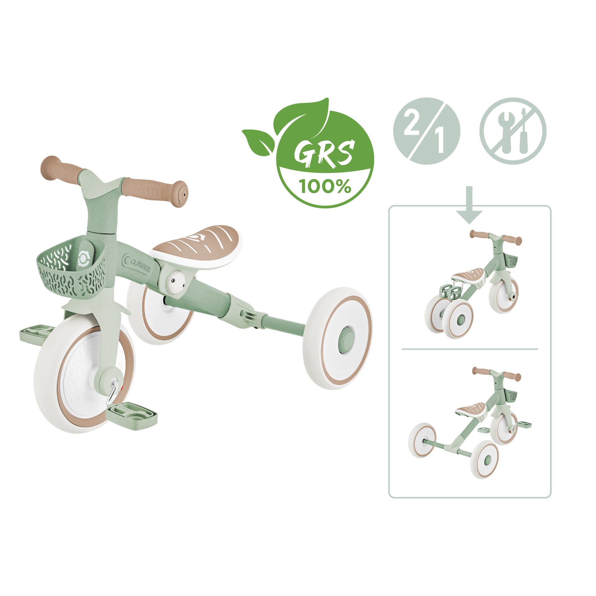 GLOBBER LEARNING TRIKE 2in1 PLUS ECO salbei grün