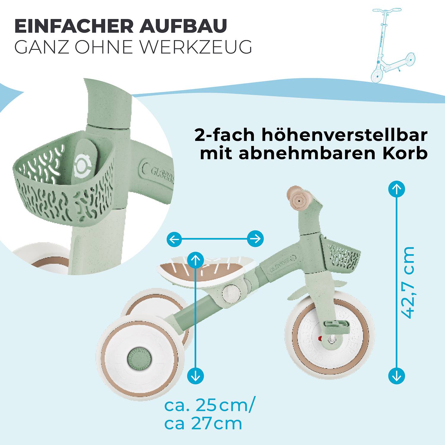 GLOBBER LEARNING TRIKE 2in1 PLUS ECO salbei grün