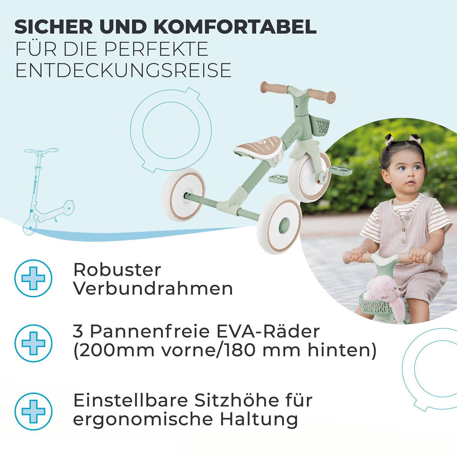 GLOBBER LEARNING TRIKE 2in1 PLUS ECO salbei grün