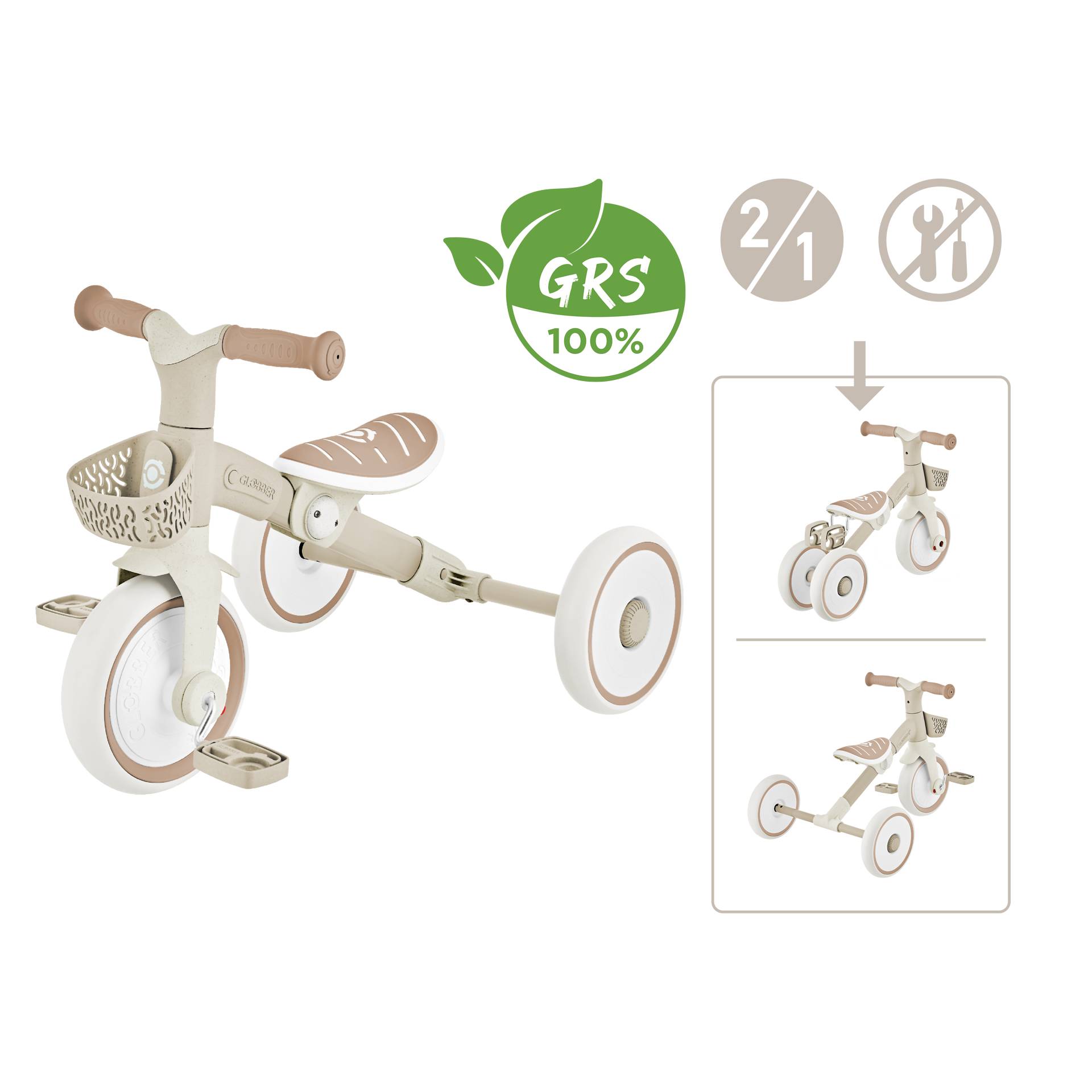 GLOBBER LEARNING TRIKE 2in1 PLUS ECO taupe