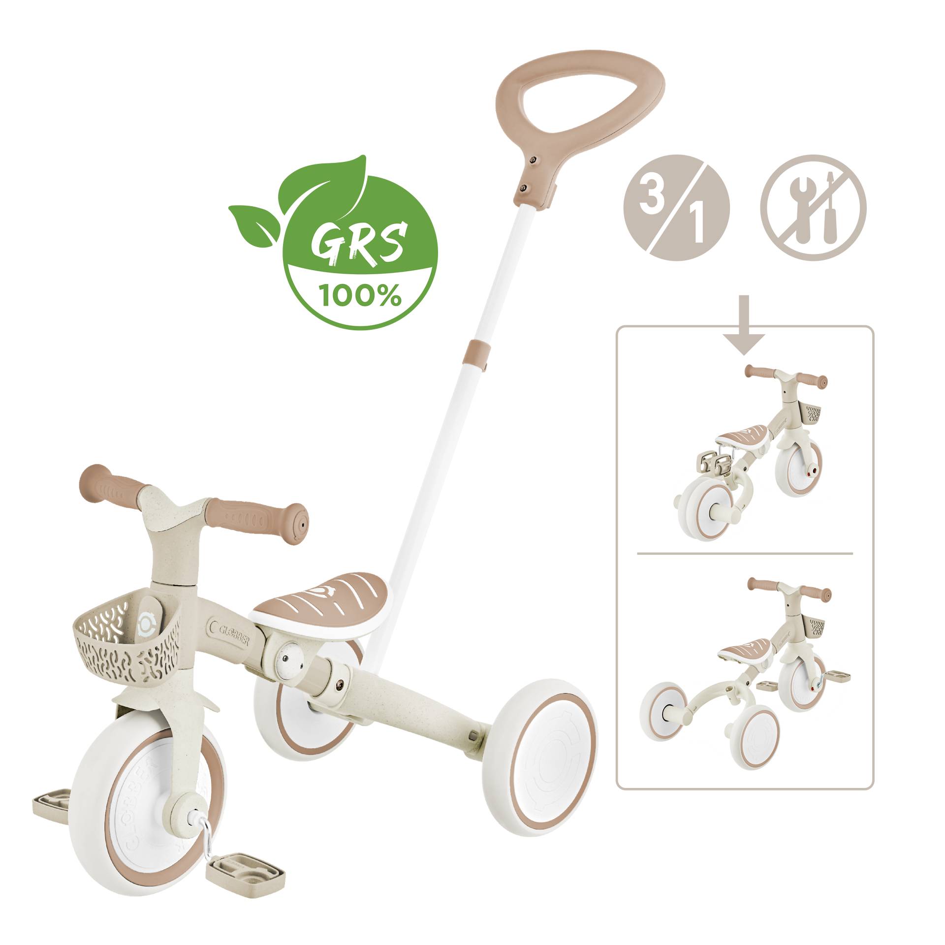 GLOBBER LEARNING TRIKE 3in1 PLUS ECO taupe