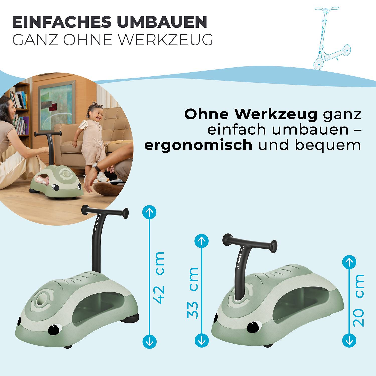 GLOBBER WALK N' ROLL 2in1 ECO pistazie