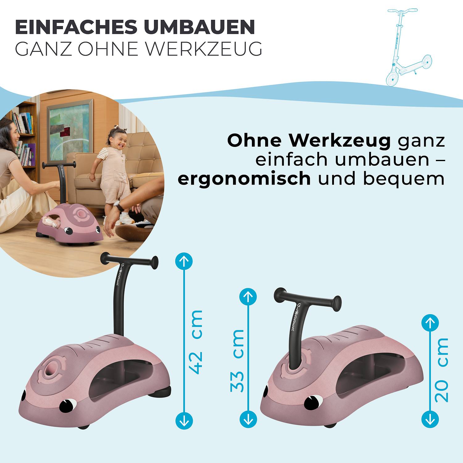 GLOBBER WALK N' ROLL 2in1 ECO beere