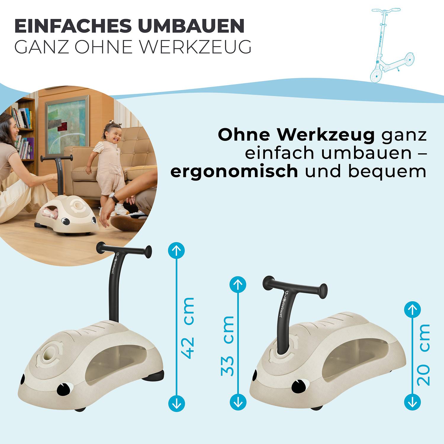 GLOBBER WALK N' ROLL 2in1 ECO kokos weiß