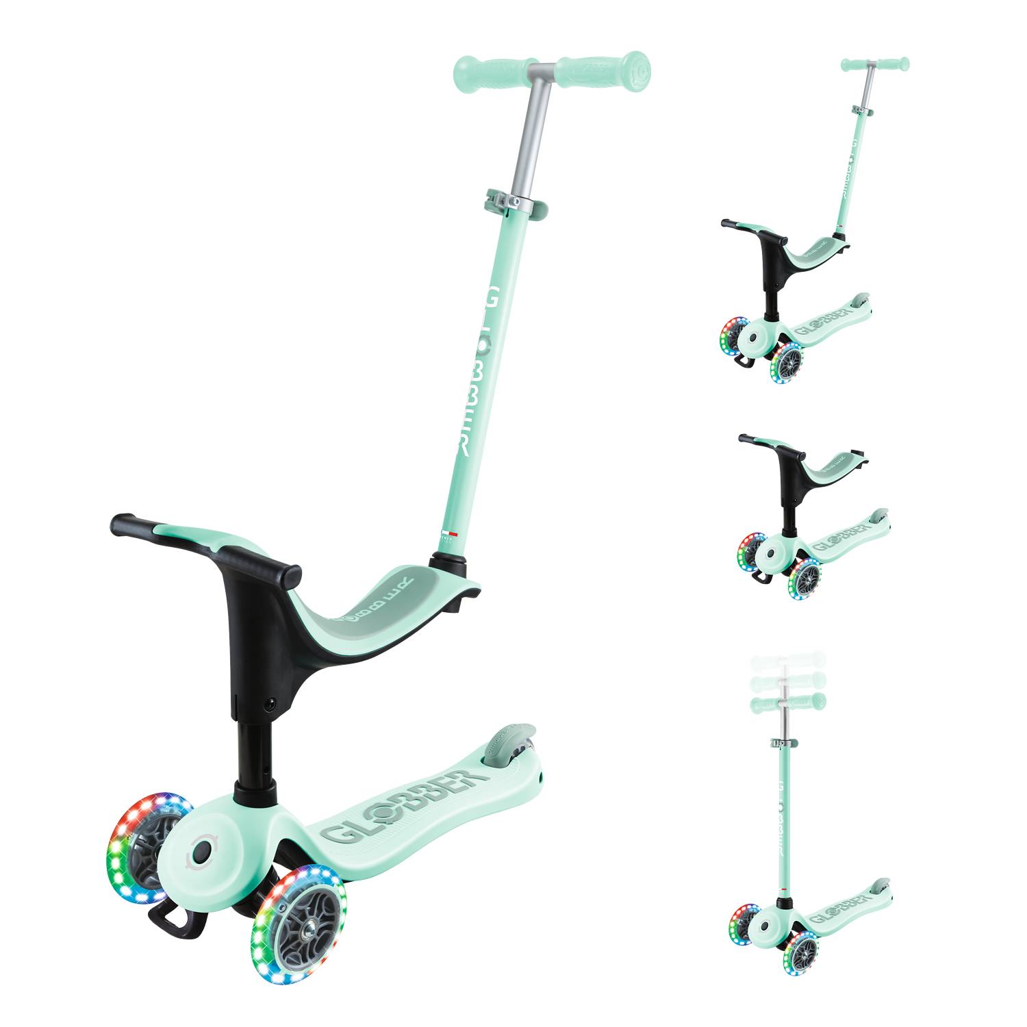 GLOBBER GO-UP SPORTY LIGHTS mint, mit Leuchtrollen