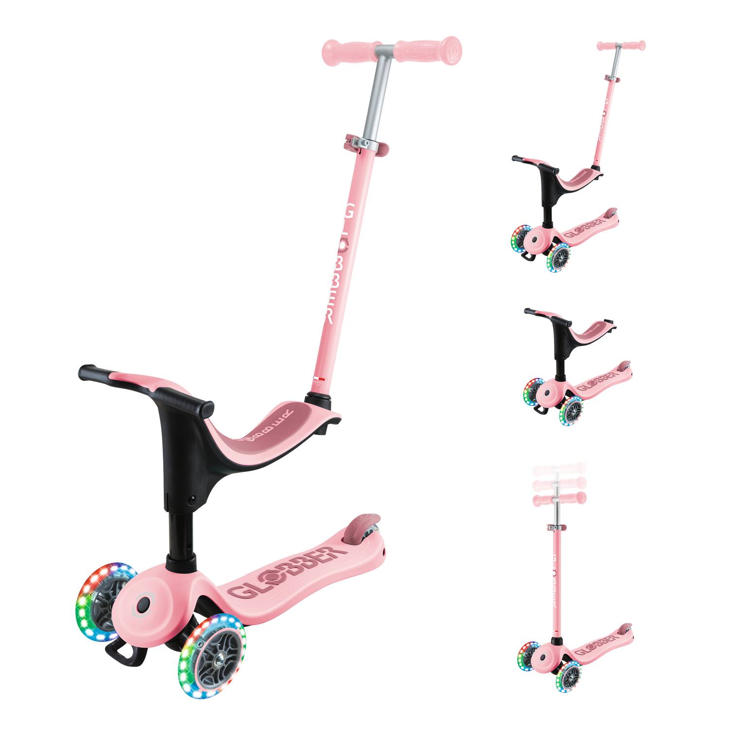 GLOBBER GO-UP SPORTY LIGHTS pastellrosa, mit Leuchtrollen