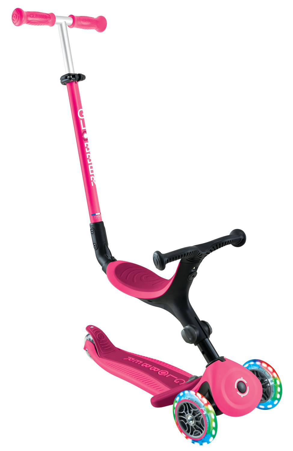GLOBBER GO-UP ACTIVE LIGHTS fuchsia pink, mit Leuchtrollen