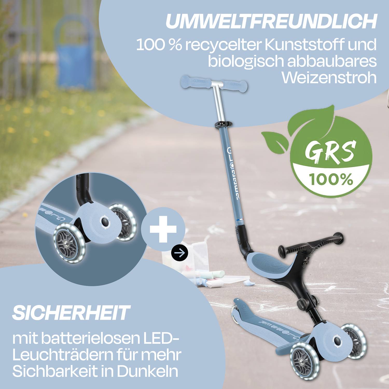 GLOBBER GO-UP ACTIVE LIGHTS ECO blaubeere, mit Leuchtrollen