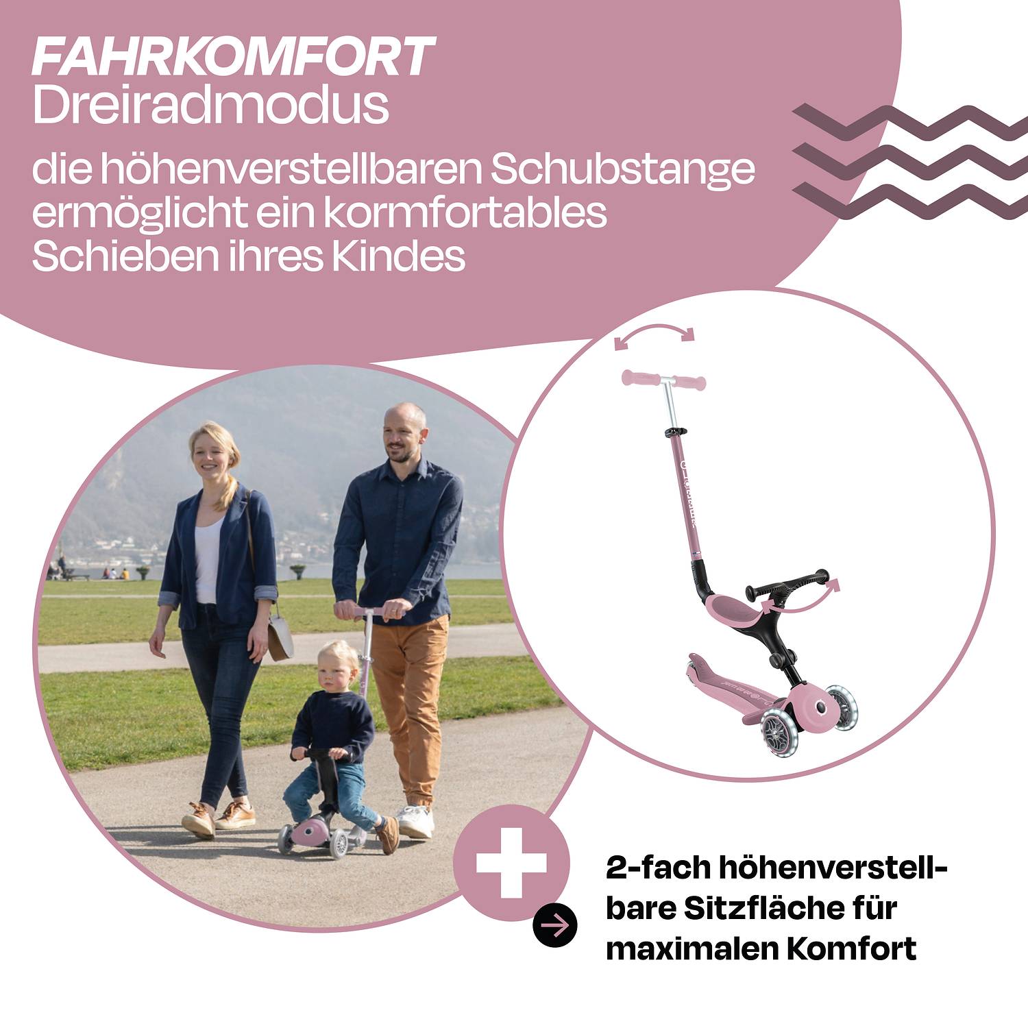 GLOBBER GO-UP ACTIVE LIGHTS ECO beere, mit Leuchtrollen