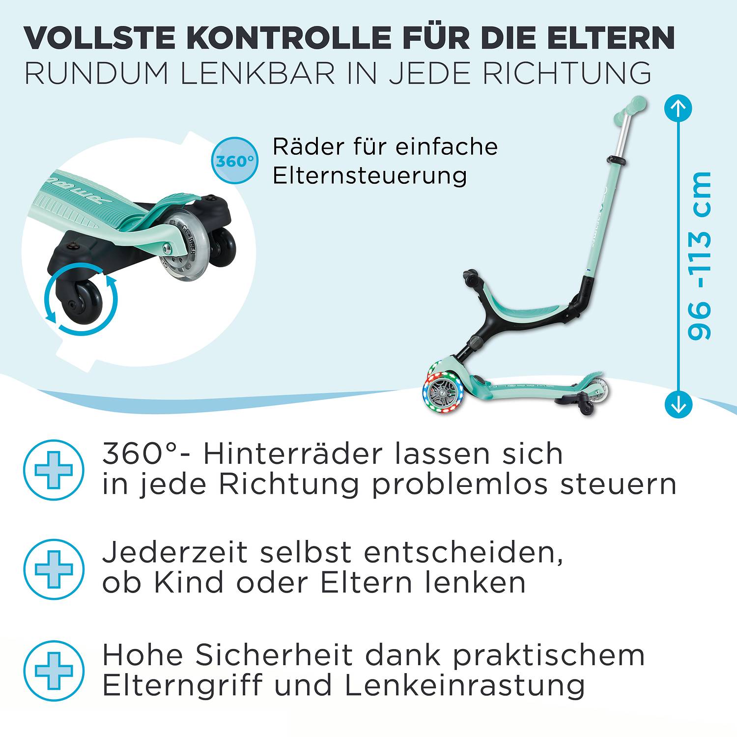 GLOBBER GO-UP ACTIVE LIGHTS 360 mint, mit Leuchtrollen