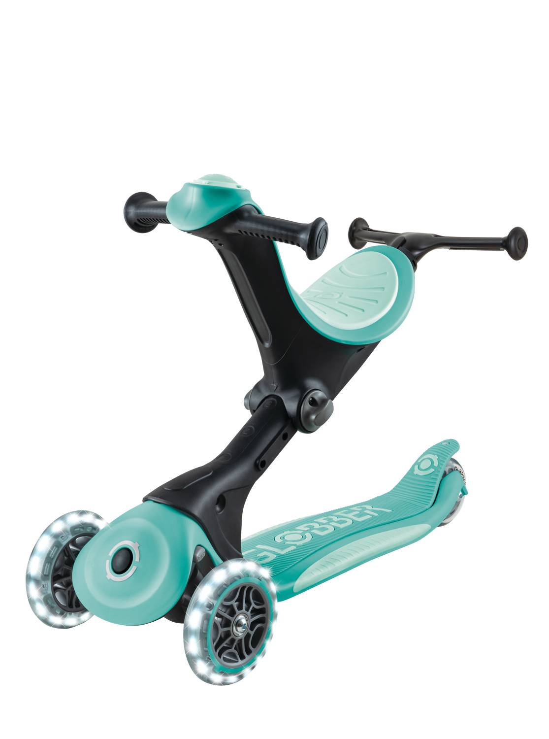 GLOBBER GO-UP DELUXE LIGHTS dunkelmint, mit Leuchtrollen