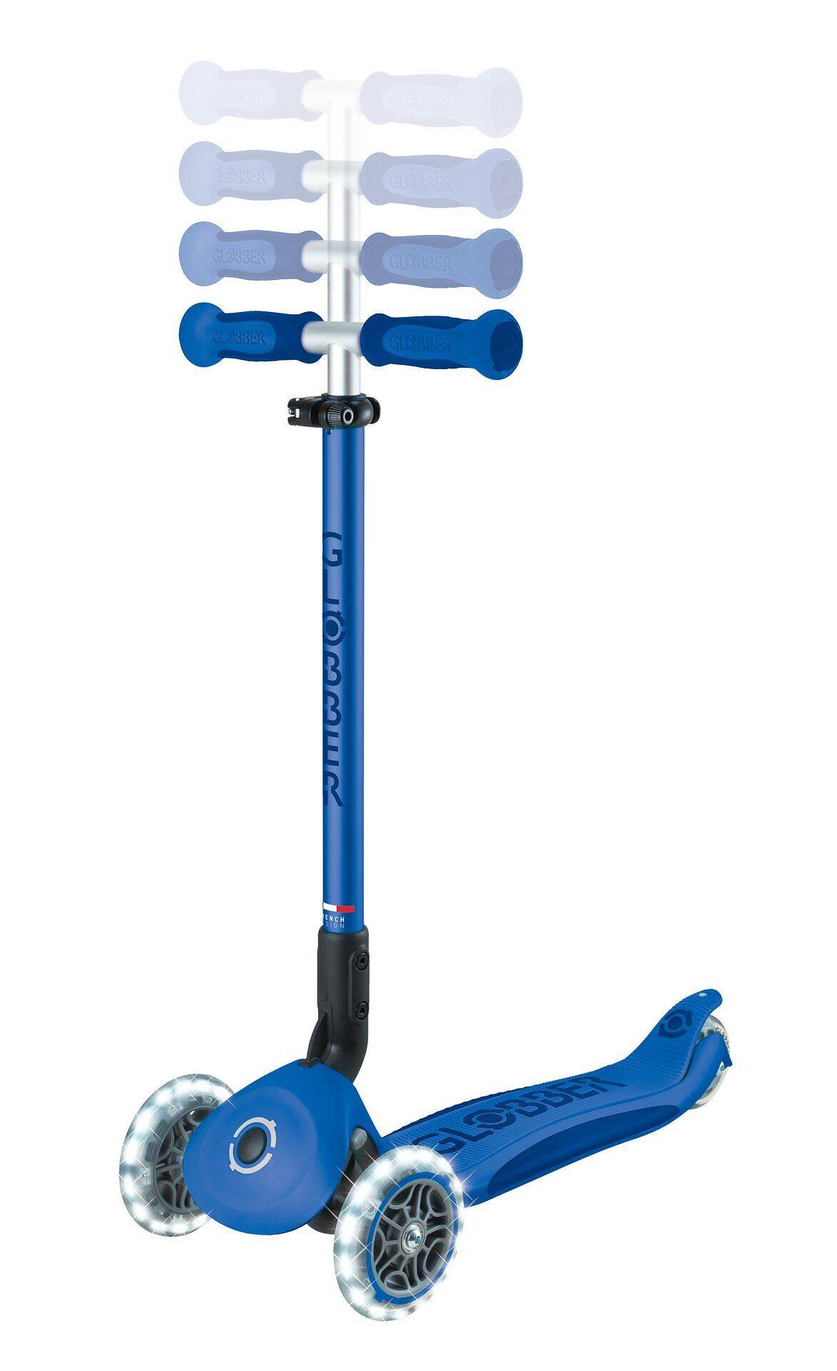 GLOBBER GO-UP DELUXE LIGHTS dunkelblau, mit Leuchtrollen und Leuchtmodul