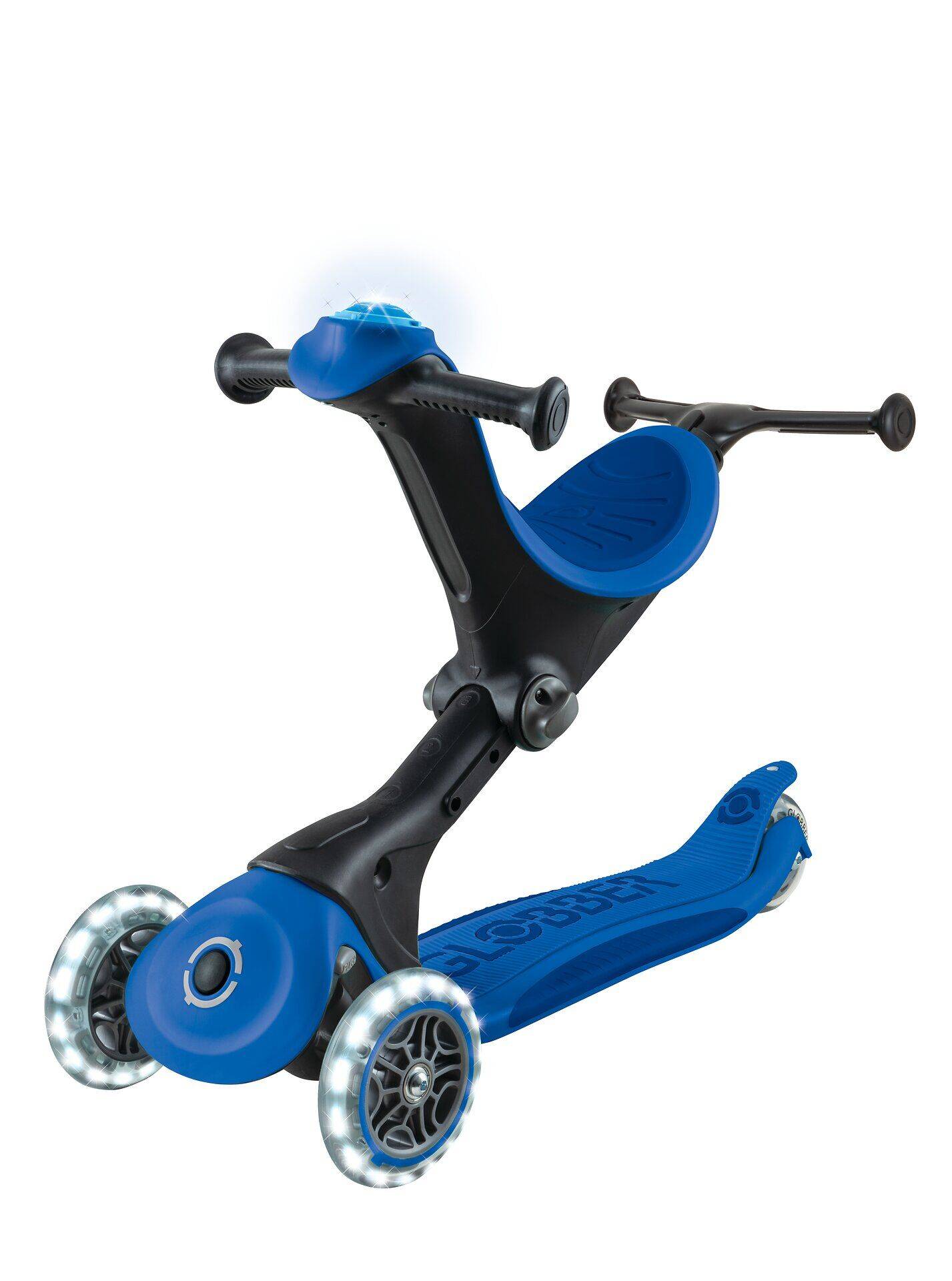 GLOBBER GO-UP DELUXE LIGHTS dunkelblau, mit Leuchtrollen und Leuchtmodul