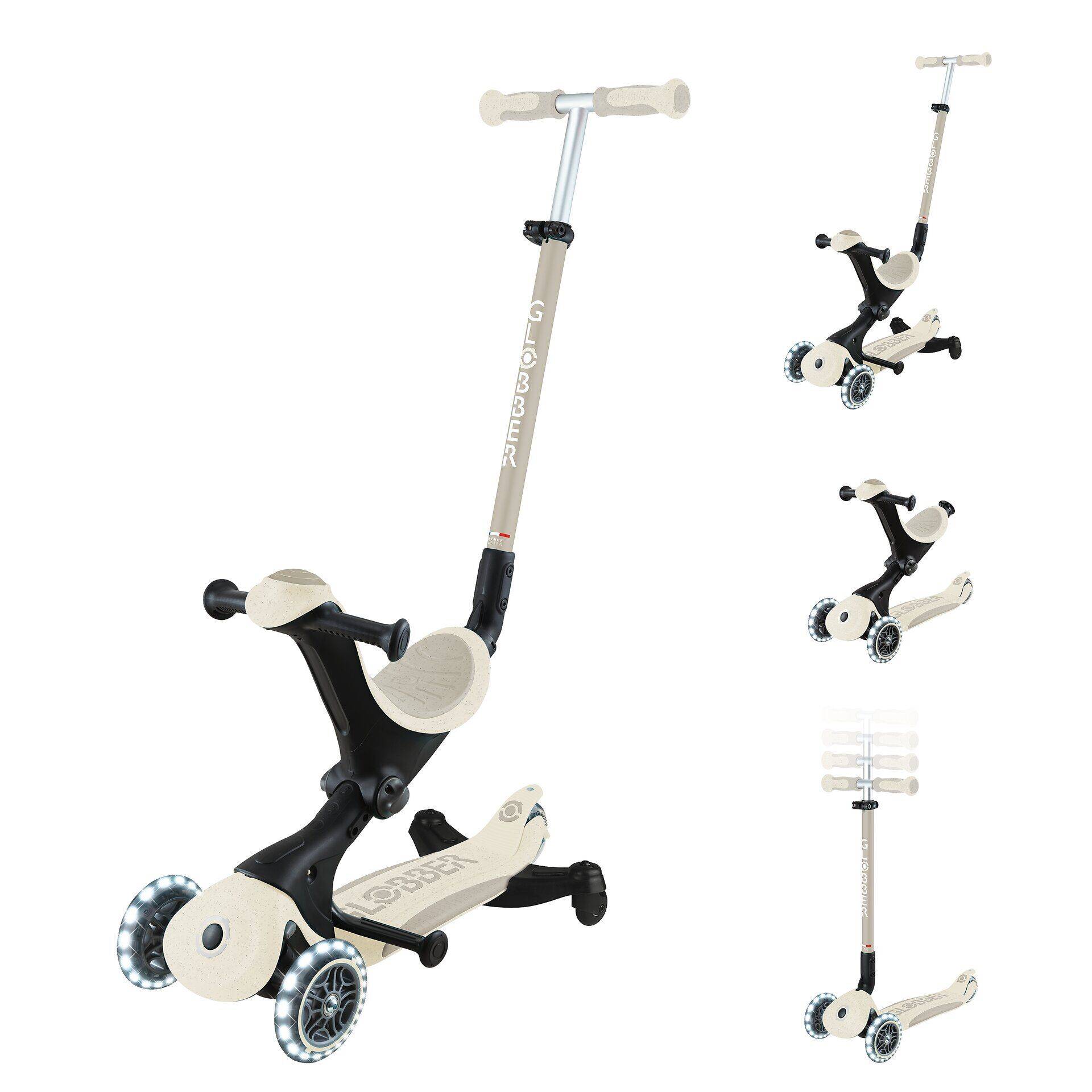 GLOBBER GO-UP DELUXE LIGHTS ECO 360 kokos weiß, mit Leuchtrollen