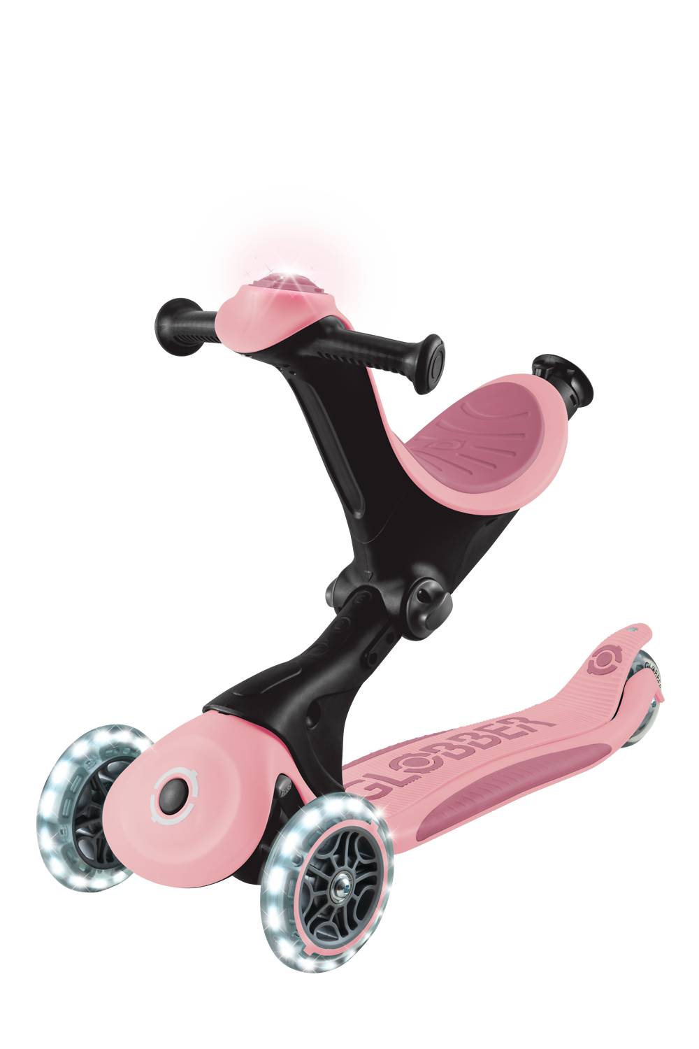 GLOBBER GO-UP DELUXE LIGHTS 360 pastellrosa, mit Leuchtrollen