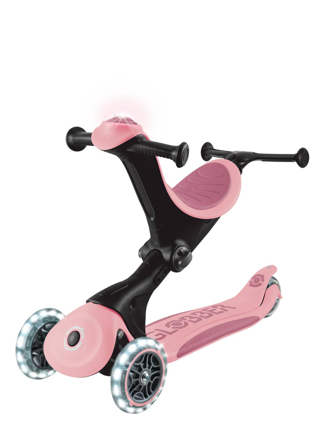 GLOBBER GO-UP DELUXE LIGHTS 360 pastellrosa, mit Leuchtrollen
