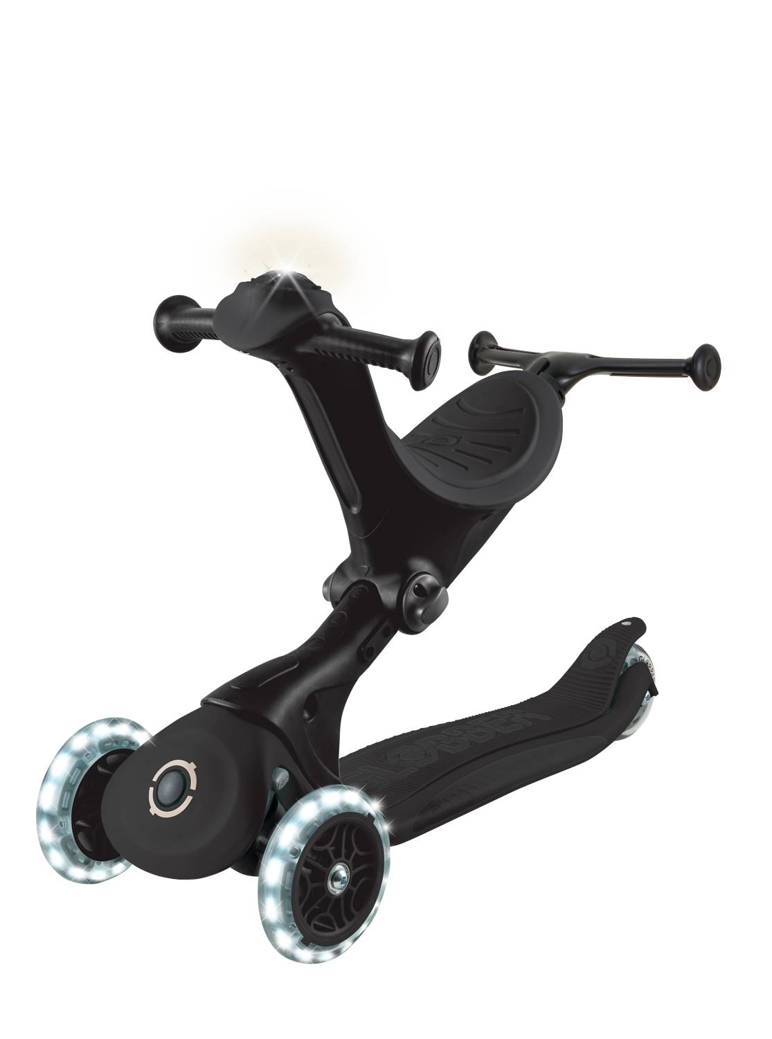 GLOBBER GO-UP DELUXE LIGHTS 360 schwarz, mit Leuchtrollen