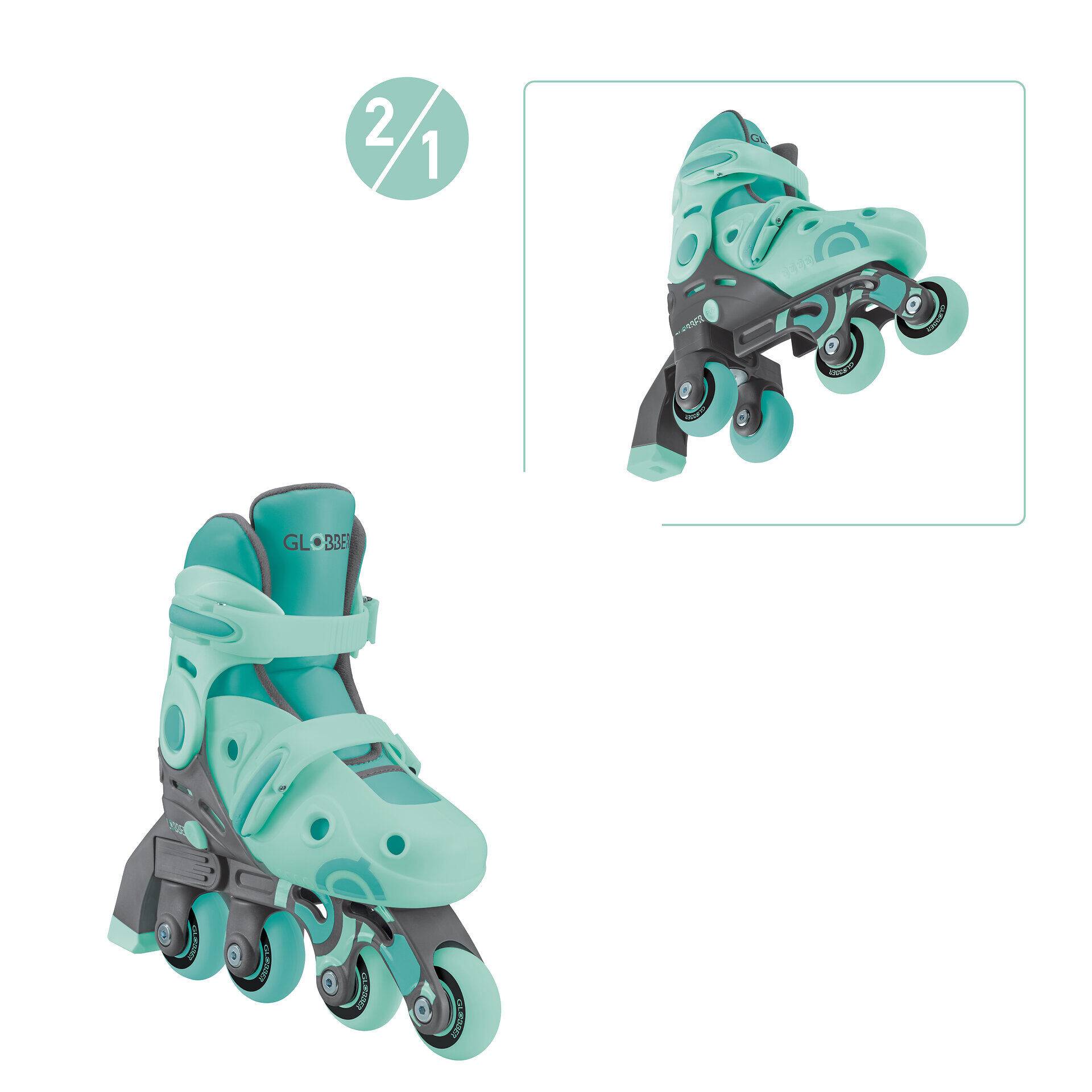 GLOBBER LEARNING SKATES 2in1 mint, Gr. 30-33