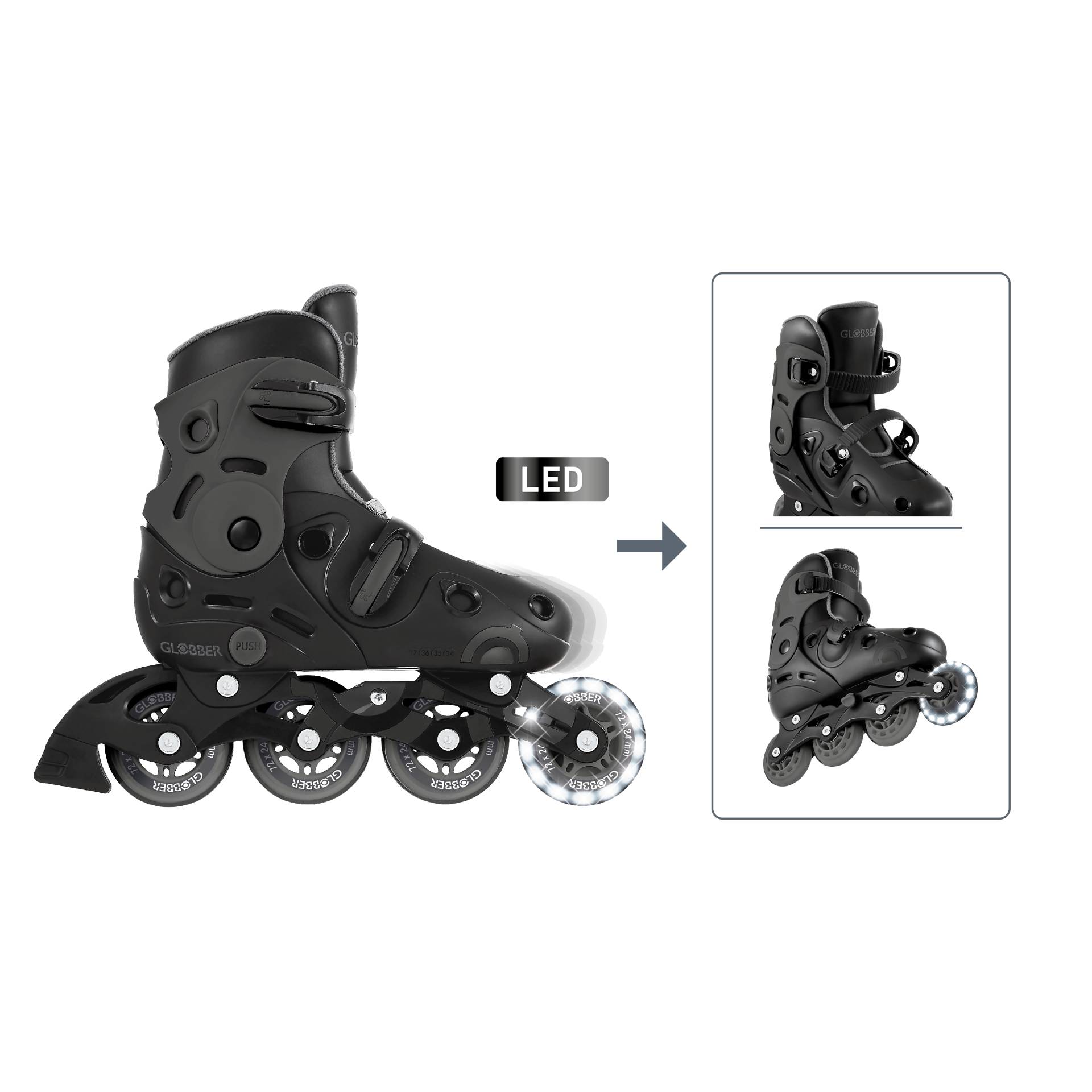 GLOBBER GO SKATES grau, Gr. 34-37