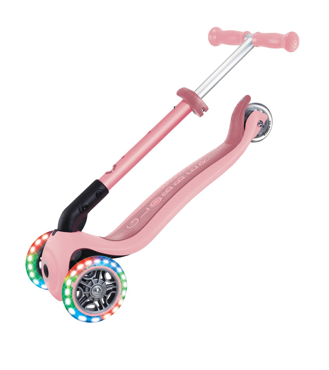 GLOBBER JUNIOR FOLDABLE LIGHTS pastellrosa, mit Leuchtrollen