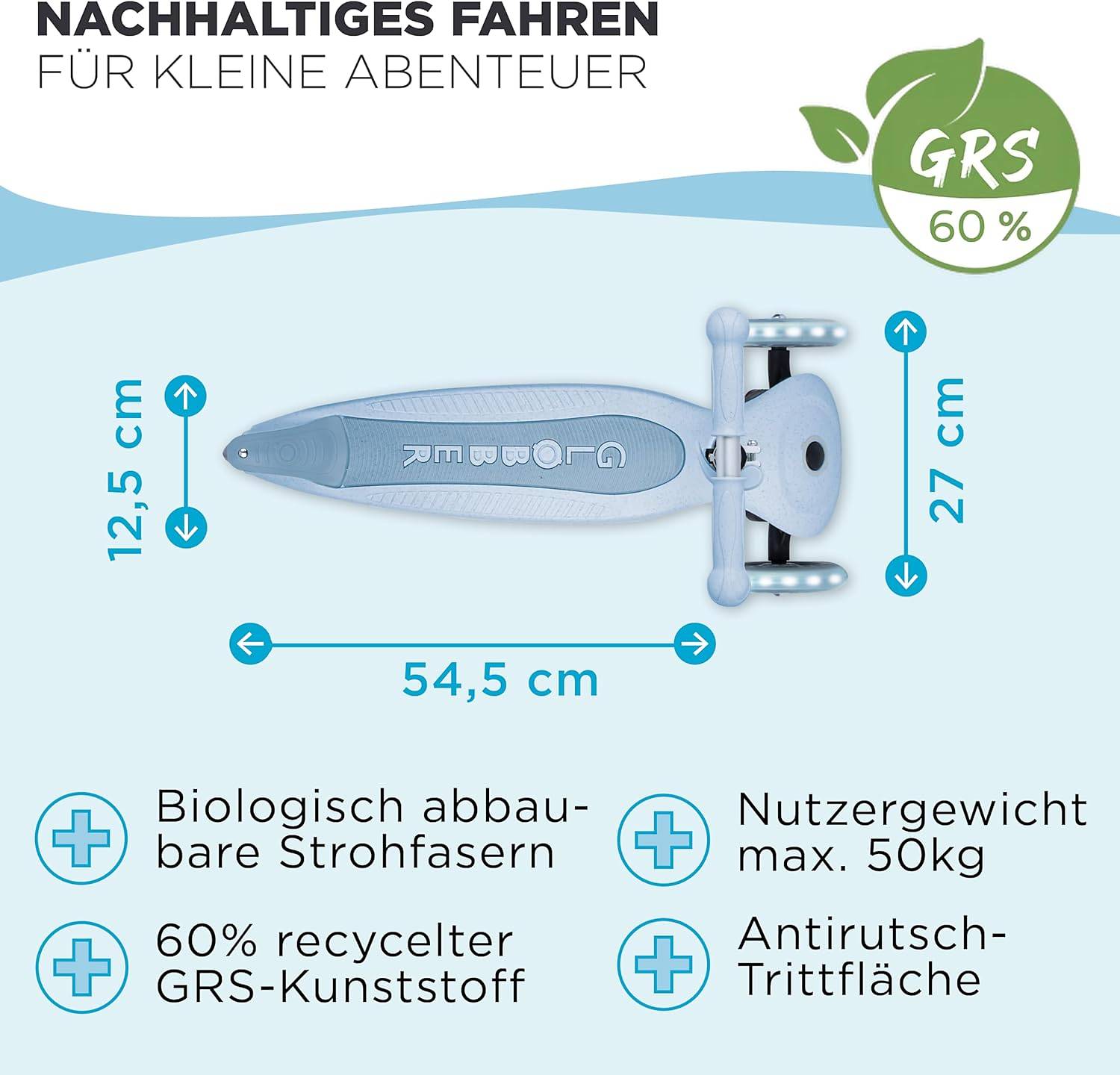 GLOBBER JUNIOR FOLDABLE LIGHTS ECO blaubeere, mit Leuchtrollen