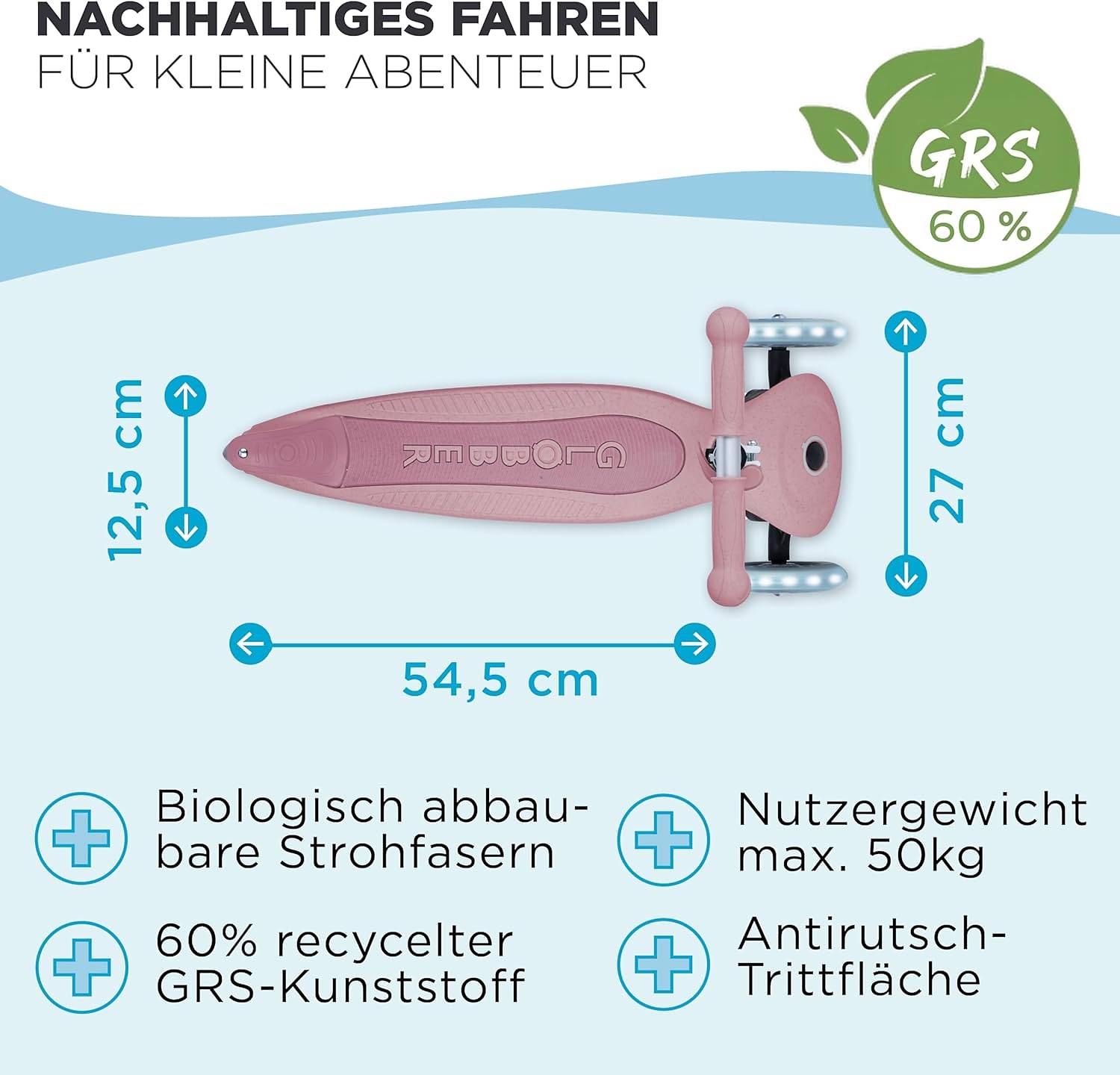 GLOBBER JUNIOR FOLDABLE LIGHTS ECO beere, mit Leuchtrollen