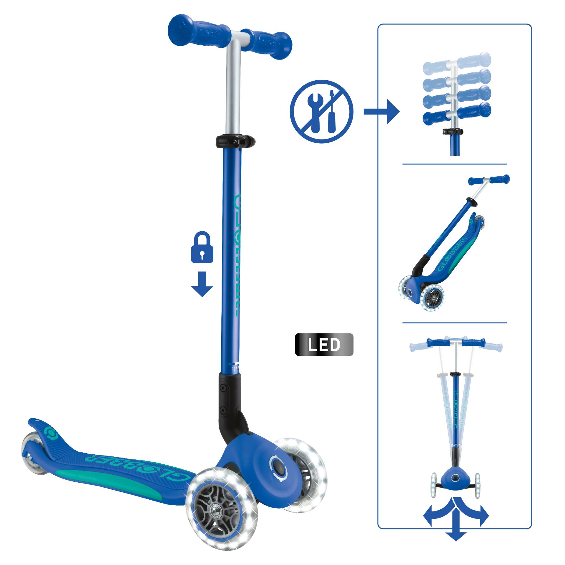 GLOBBER ELITE LIGHTS dunkelblau, mit Leuchtrollen