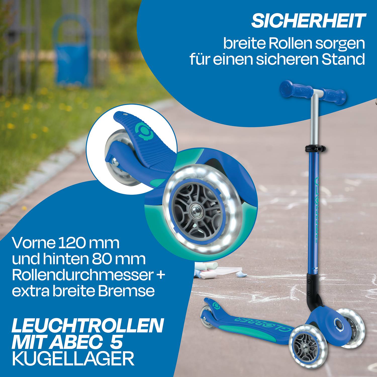 GLOBBER ELITE LIGHTS dunkelblau, mit Leuchtrollen