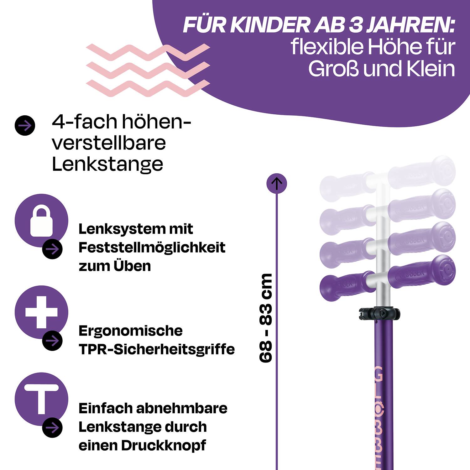 GLOBBER ELITE LIGHTS lila, mit Leuchtrollen