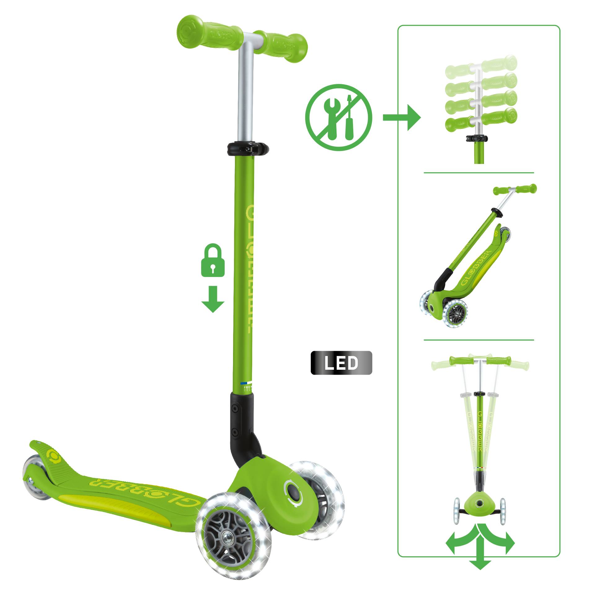 GLOBBER ELITE LIGHTS grün, mit Leuchtrollen