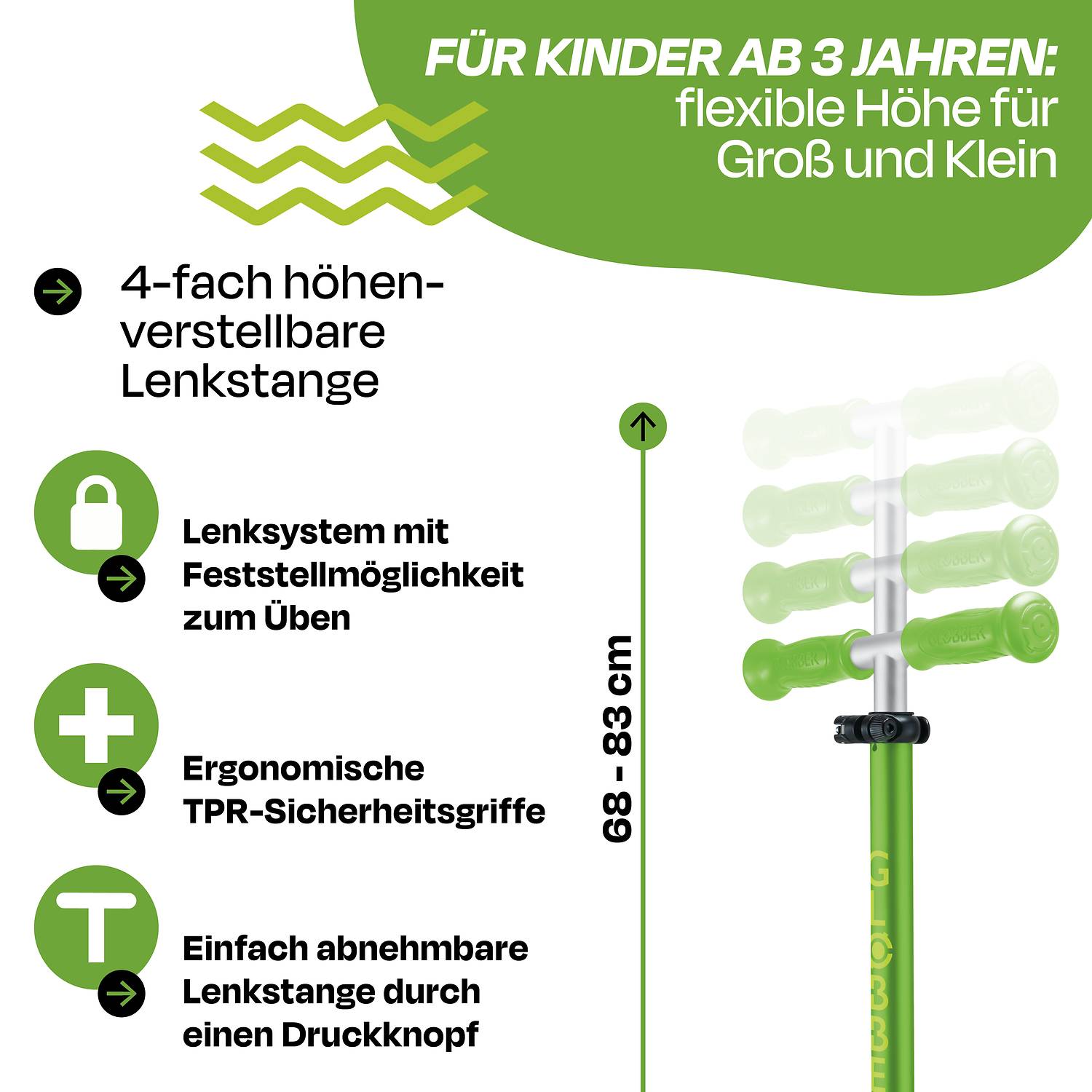 GLOBBER ELITE LIGHTS grün, mit Leuchtrollen