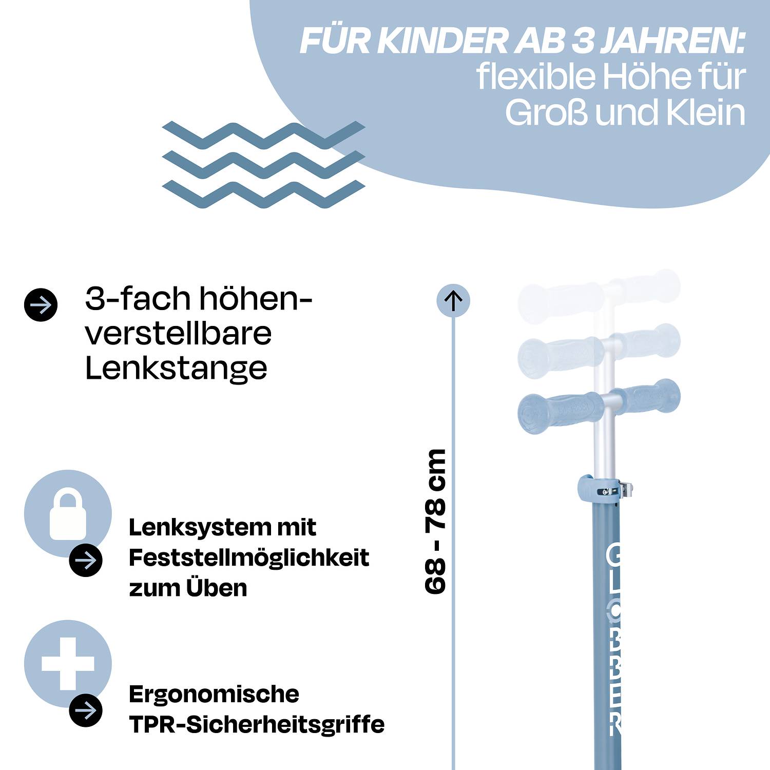 GLOBBER PRIMO FOLDABLE LIGHTS ECO blaubeere, mit Leuchtrollen