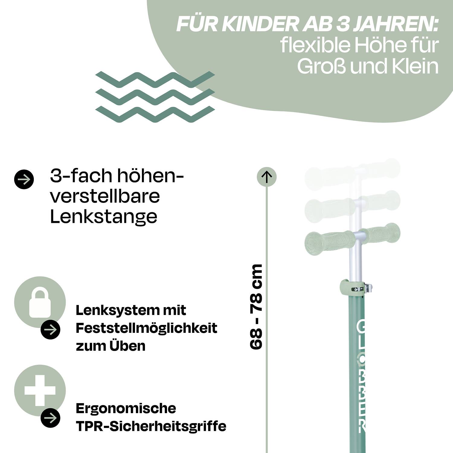 GLOBBER PRIMO FOLDABLE LIGHTS ECO pistazie, mit Leuchtrollen