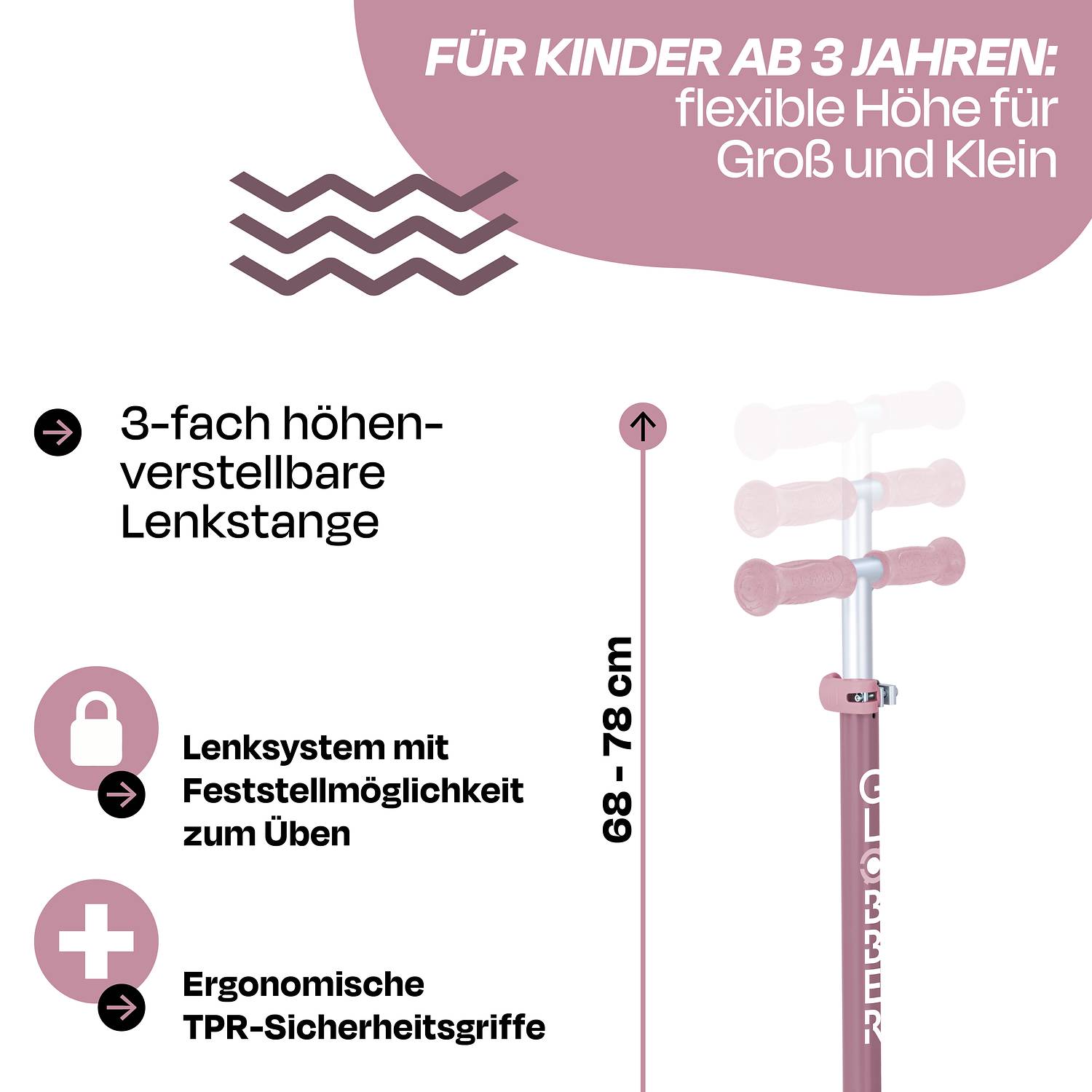 GLOBBER PRIMO FOLDABLE LIGHTS ECO beere, mit Leuchtrollen