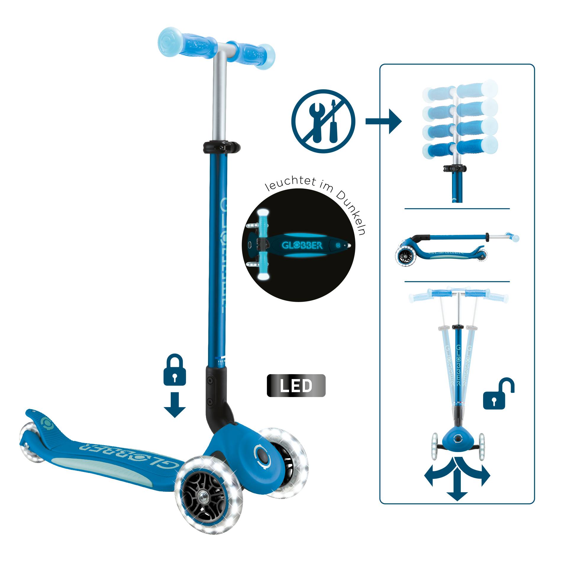 GLOBBER ELITE GLOW LIGHTS petrol, mit Leuchtrollen und Glow-Effekt