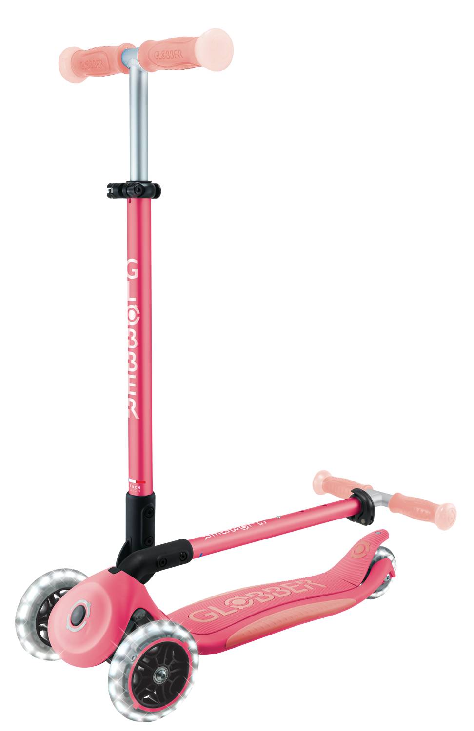 GLOBBER ELITE GLOW LIGHTS pastellrosa, mit Leuchtrollen und Glow-Effekt