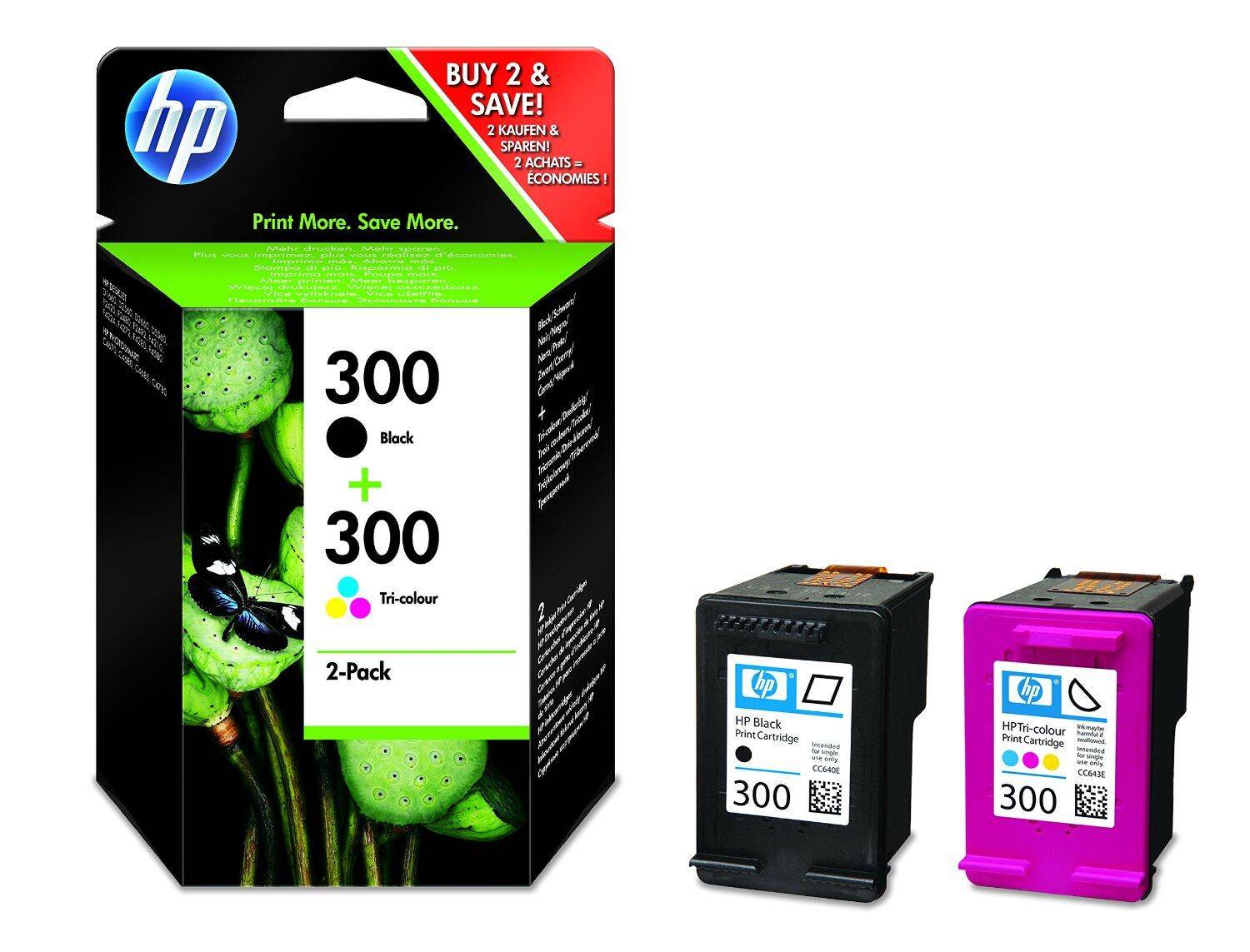 HP 300 Tintenpatrone CN637EE 2er-Pack, 4ml, Schwarz & Farbe