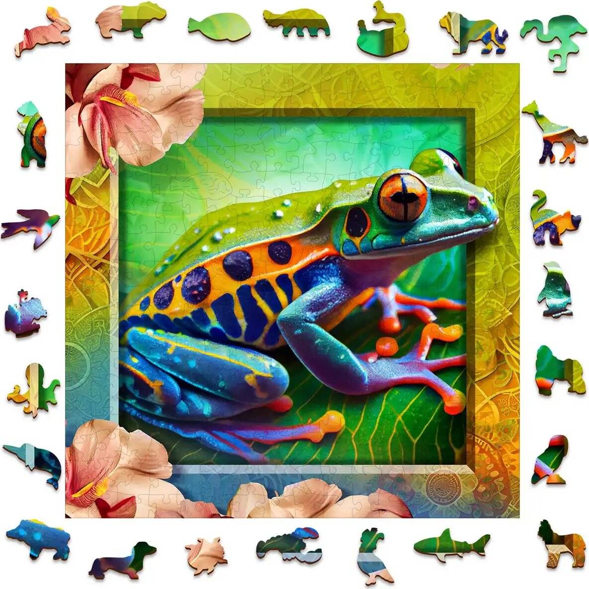 WOODEN CITY Holzpuzzle Farbiger Frosch 250 Teile