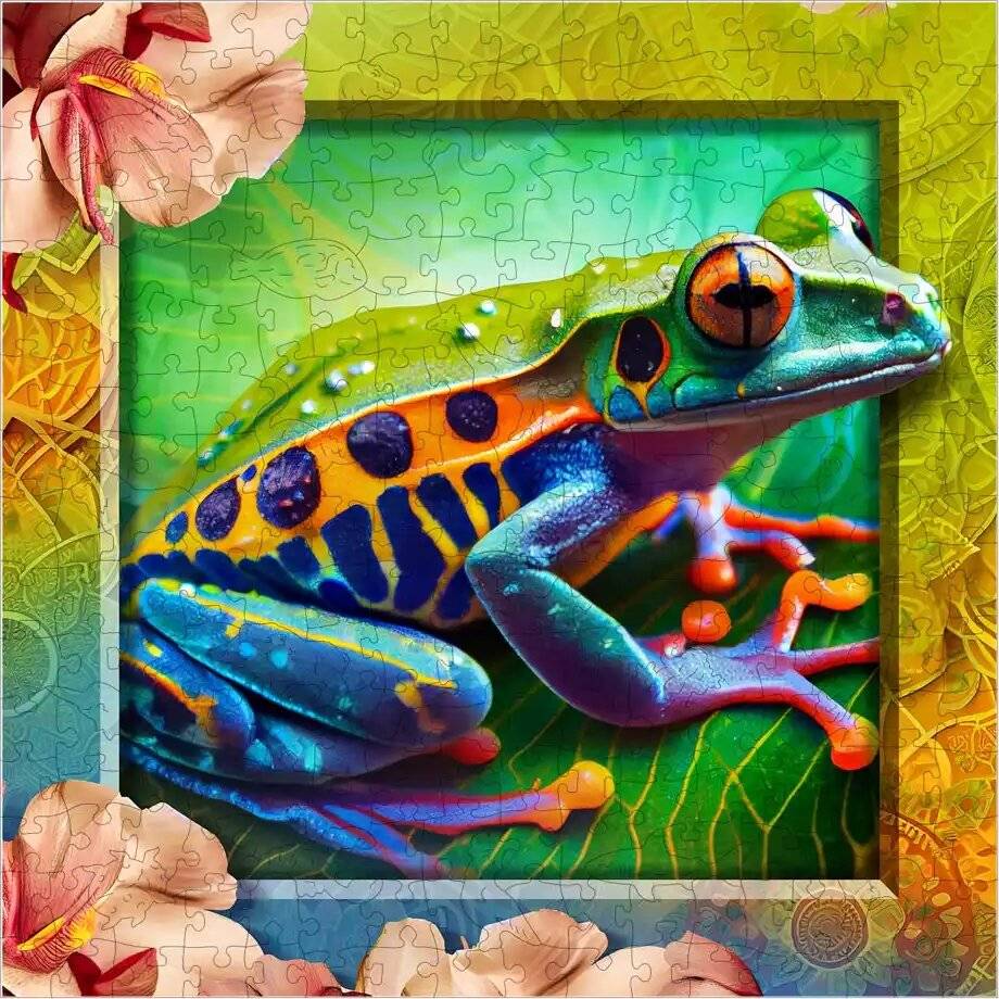 WOODEN CITY Holzpuzzle Farbiger Frosch 250 Teile