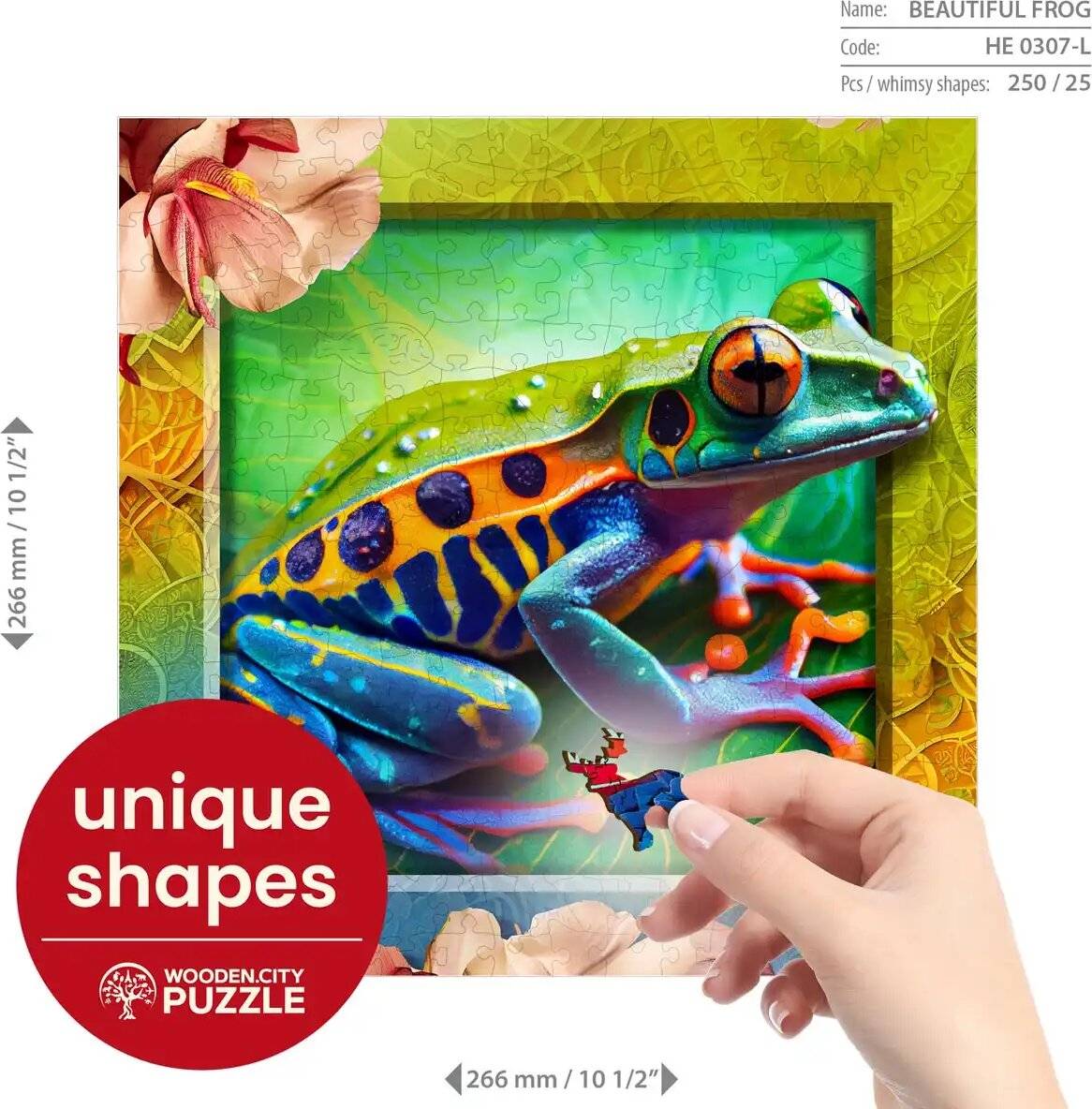 WOODEN CITY Holzpuzzle Farbiger Frosch 250 Teile